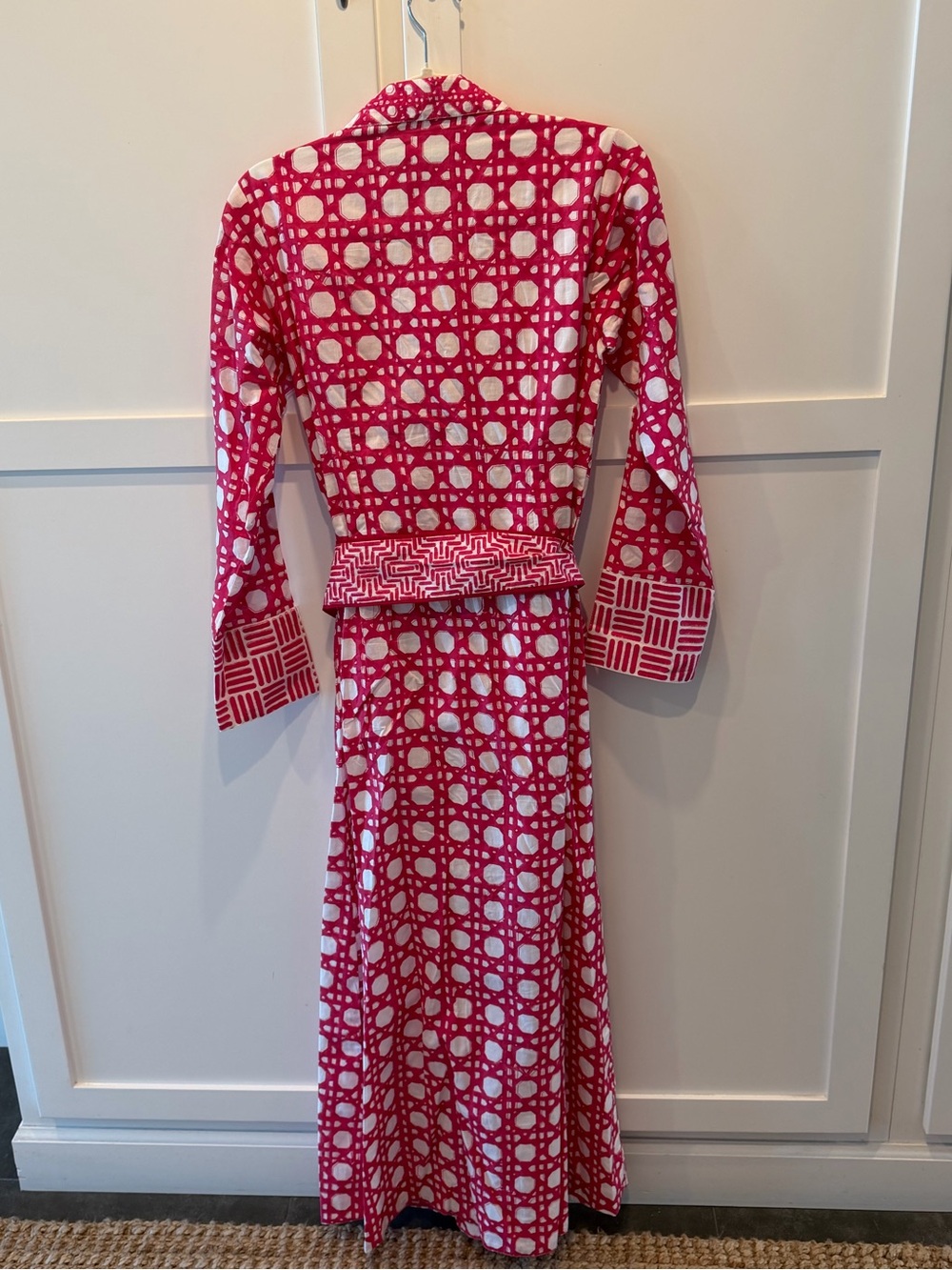 Sue Sartor Pink and White Button up Dress with Sash - Size Small - Picture 8 of 15